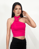 Tops con flor de relivere en el cuello - ArmasStyle