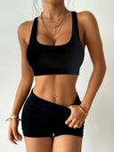 Tops deportivo unicolor espalda cruzada - ArmasStyle