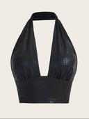 Tops halter con cocodrilo en relieve - ArmasStyle