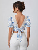 Tops sin espalda estampado y con encaje - ArmasStyle