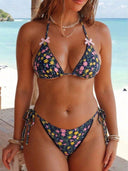 Traje de baño 2 piezas bikini estampado floreado y lazos - ArmasStyle
