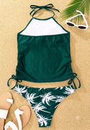 Traje de baño 2 piezas con top halter y tankini estampado de palma - ArmasStyle