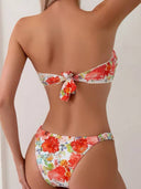 Traje de baño de 2 piezas estampado floreado sin tirantes - ArmasStyle