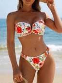 Traje de baño de 2 piezas estampado floreado sin tirantes - ArmasStyle