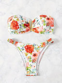 Traje de baño de 2 piezas estampado floreado sin tirantes - ArmasStyle