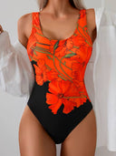 Traje de baño de una pieza con estampado floreado - ArmasStyle