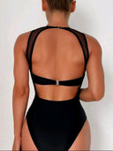 Traje de baño de una pieza con malla en contraste - ArmasStyle
