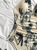 Traje de baño de una pieza cuello halter estampado - ArmasStyle