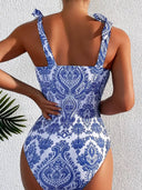 Traje de baño de una pieza estampado con tirantes ajustable - ArmasStyle