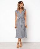 Vestido ajustado con lazos frontal a raya - ArmasStyle
