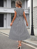 Vestido ajustado con lazos frontal a raya - ArmasStyle
