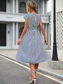 Vestido ajustado con lazos frontal a raya - ArmasStyle
