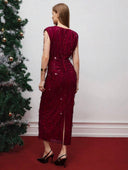 Vestido ajustado de mujer con volados y flecos de lentejuelas - ArmasStyle