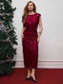 Vestido ajustado de mujer con volados y flecos de lentejuelas - ArmasStyle