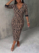 Vestido ajustado largo animal print - ArmasStyle