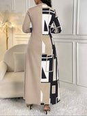Vestido comodo holgado con estampado manga larga - ArmasStyle