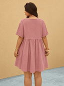Vestido comodo holgado cuello V unicolor - ArmasStyle
