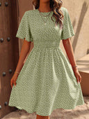 Vestido con estampado de corazon manga mariposa - ArmasStyle