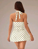 Vestido corto con cuello halter y estampado de lunares - ArmasStyle