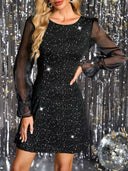 Vestido corto cuello redondo manga larga - ArmasStyle