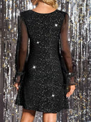 Vestido corto cuello redondo manga larga - ArmasStyle