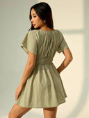 Vestido corto de mujer manga corta con escote en V - ArmasStyle