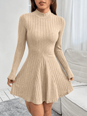 Vestido corto manga larga tela acanalada - ArmasStyle