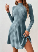 Vestido corto manga larga tela acanalada - ArmasStyle