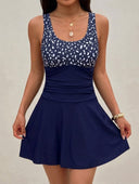 Vestido de baño de una pieza estampado y escote en V - ArmasStyle