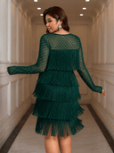 Vestido de flecos sólidos de mujer manga larga - ArmasStyle