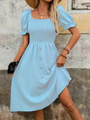 Vestido de manga abullonada efecto deminn corte evasé - ArmasStyle