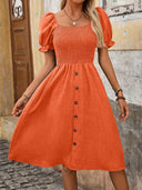Vestido de manga abullonada efecto deminn corte evasé - ArmasStyle