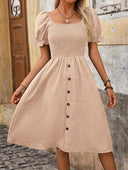 Vestido de manga abullonada efecto deminn corte evasé - ArmasStyle