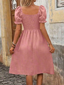 Vestido de manga abullonada efecto deminn corte evasé - ArmasStyle