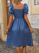 Vestido de manga abullonada efecto deminn corte evasé - ArmasStyle