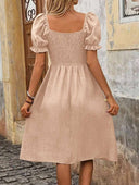 Vestido de manga abullonada efecto deminn corte evasé - ArmasStyle