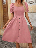 Vestido de manga abullonada efecto deminn corte evasé - ArmasStyle