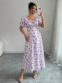 Vestido de mujer cuello cuadrado estampado floral - ArmasStyle