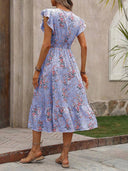 Vestido de mujer versatil estampado con manga de volado - ArmasStyle
