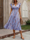 Vestido de mujer versatil estampado con manga de volado - ArmasStyle