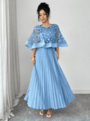Vestido Elegante de Mujer con Flores 3D de Malla Plisada - ArmasStyle