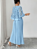 Vestido Elegante de Mujer con Flores 3D de Malla Plisada - ArmasStyle