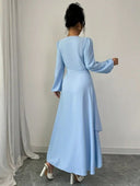 Vestido elegante manga larga unicolor - ArmasStyle