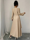 Vestido elegante manga larga unicolor - ArmasStyle