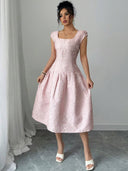 Vestido elegante medio largo con tela jacquard - ArmasStyle