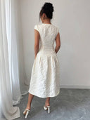 Vestido elegante medio largo con tela jacquard - ArmasStyle