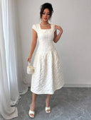 Vestido elegante medio largo con tela jacquard - ArmasStyle