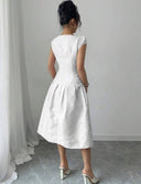 Vestido elegante medio largo con tela jacquard - ArmasStyle