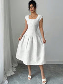 Vestido elegante medio largo con tela jacquard - ArmasStyle