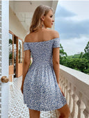 Vestido fruncido de hombros descubierto floral - ArmasStyle